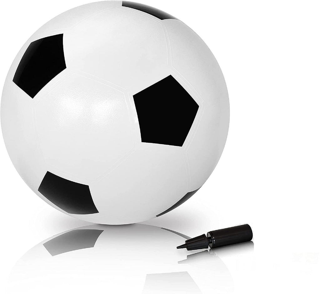 White soccer ball with black panels and bounce arrow graphic with marker tool