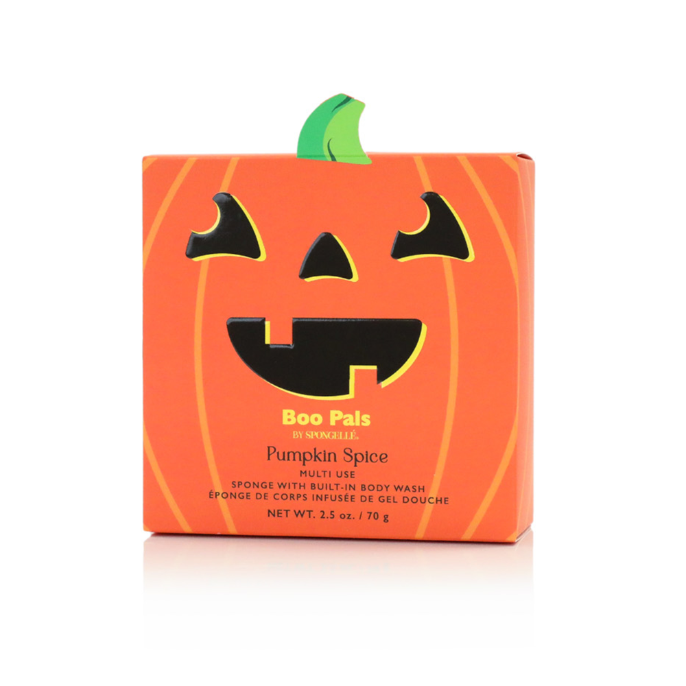 Pumpkin spice Boo Pals buffer box with jack-o-lantern face design