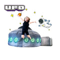 Inflatable UFO play tent with glowing green circular lights and rounded dome center
