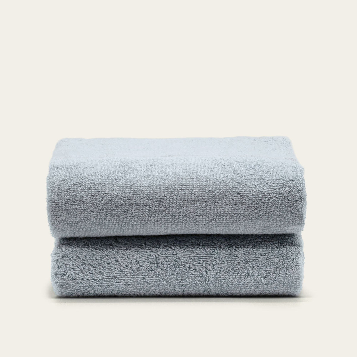 Cotton towel set in light sky blue, two folded towels