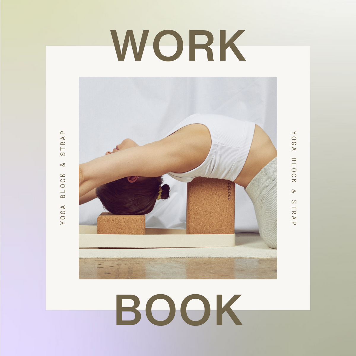 Yoga starter set workbook cover with cork block for poses
