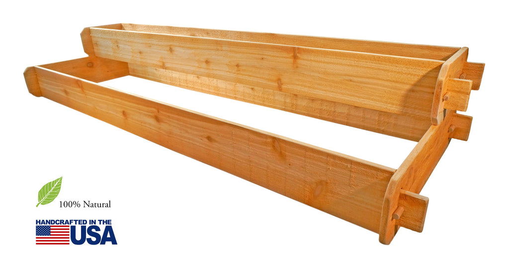 Cedar raised garden bed kit, 2-tier open planter with corner support posts