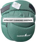 Green extra cushioned gardening kneepads with thick foam padding and hook-and-loop strap