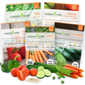 Vegetable seed set gift pack with carrot, pepper, peas, tomato, and cucumber seed packets