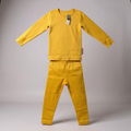 Mustard kids merino wool base layer set: long-sleeve top and pants