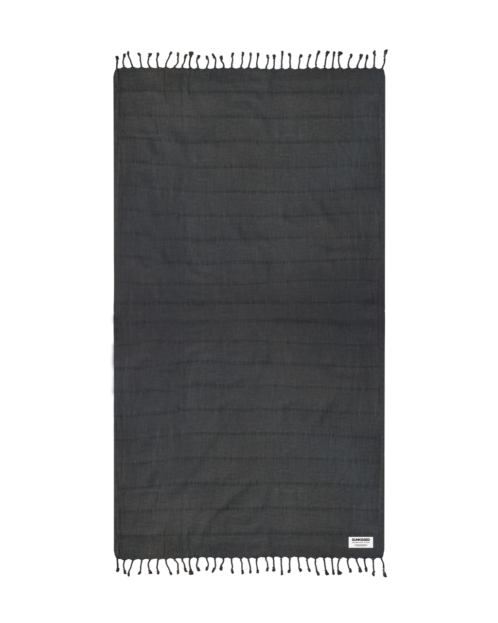 Sand-free beach towel, dark charcoal flat with woven texture