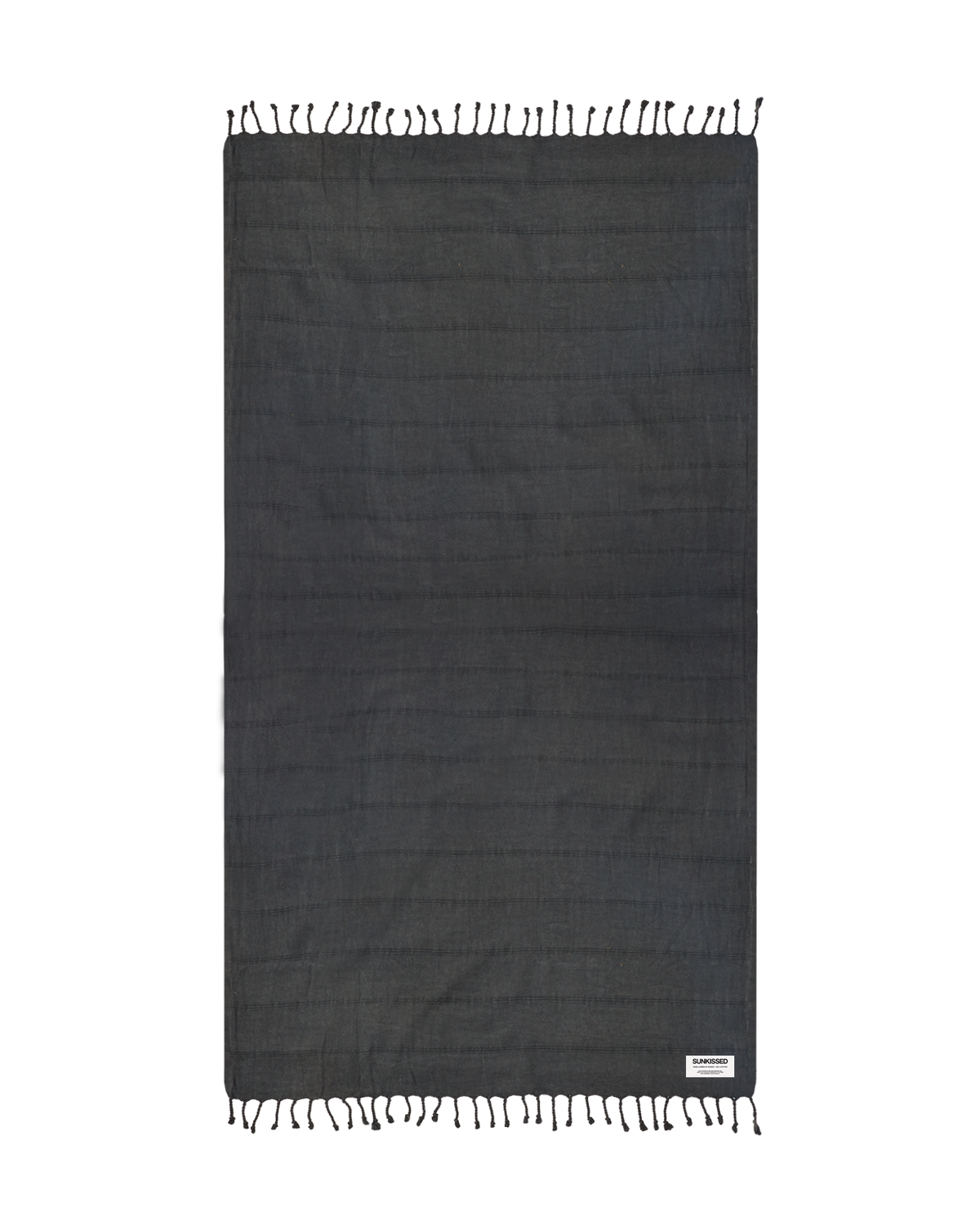 Sand-free beach towel, dark charcoal flat with woven texture