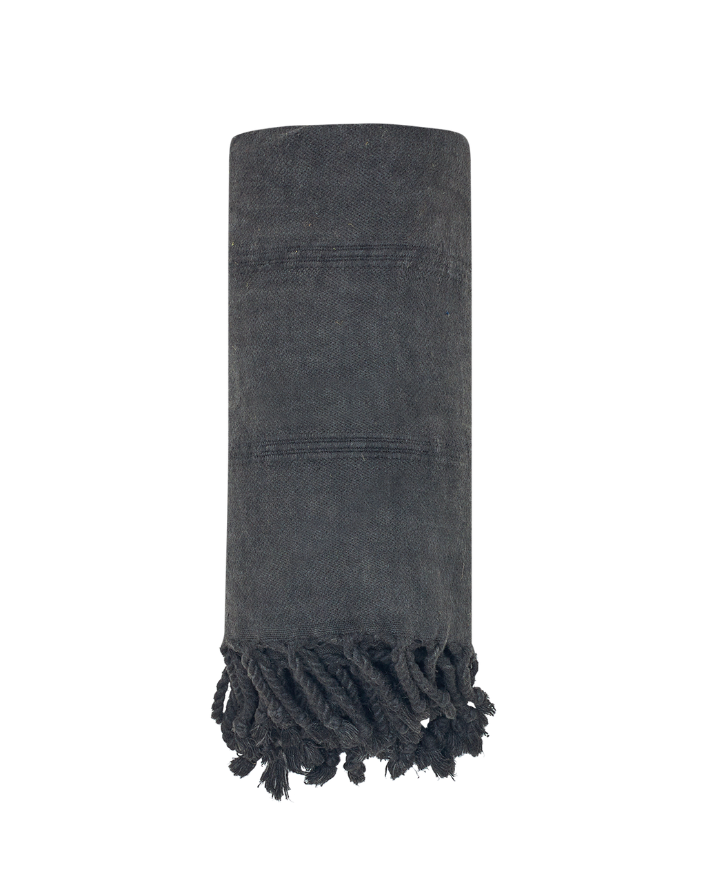 Sand-free beach towel, dark charcoal with fringed bottom edge