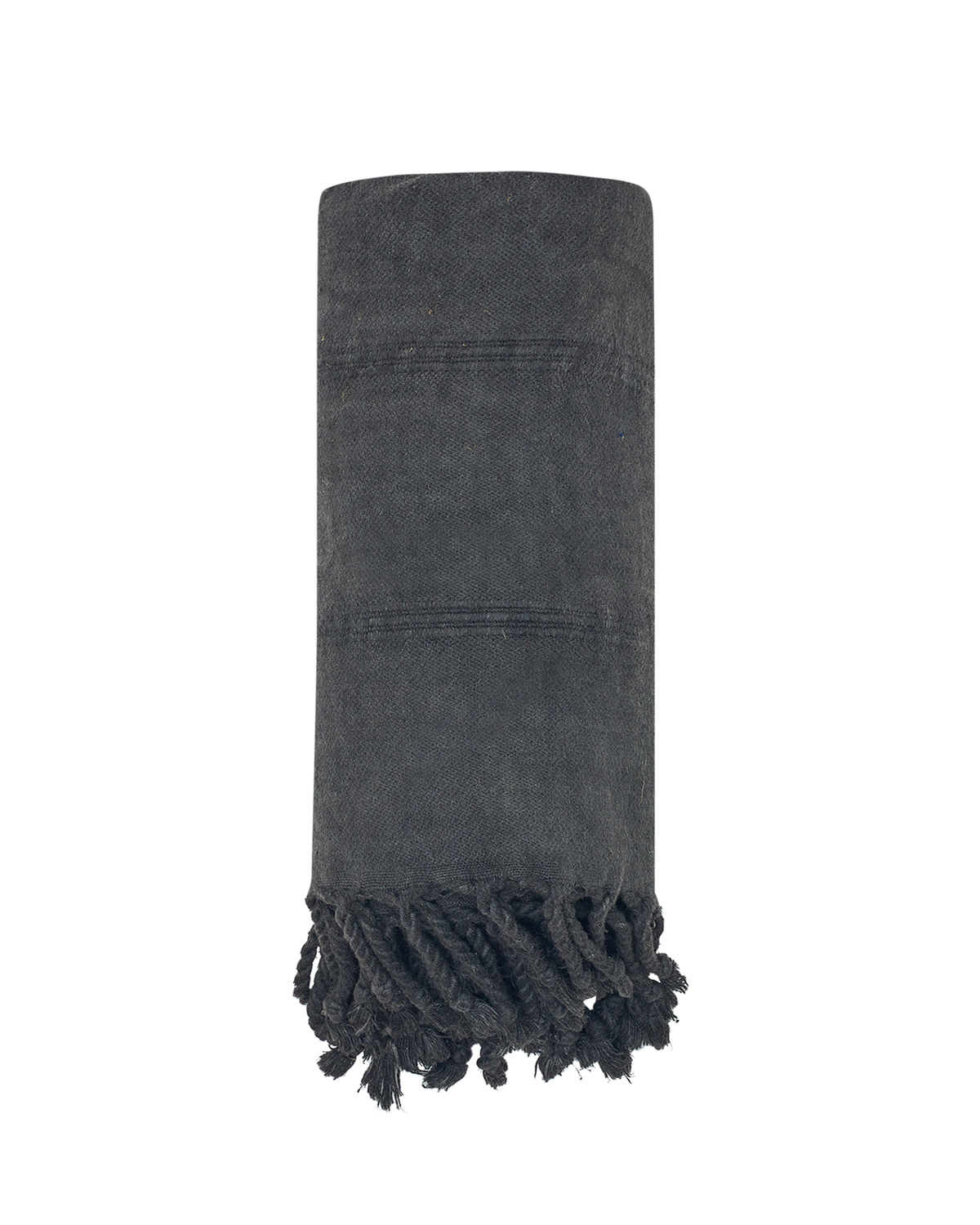 Sand-free beach towel, dark charcoal with fringed bottom edge