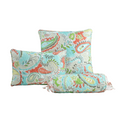 Paisley floral throw pillow set (3) with multicolor teal, green, orange patterns