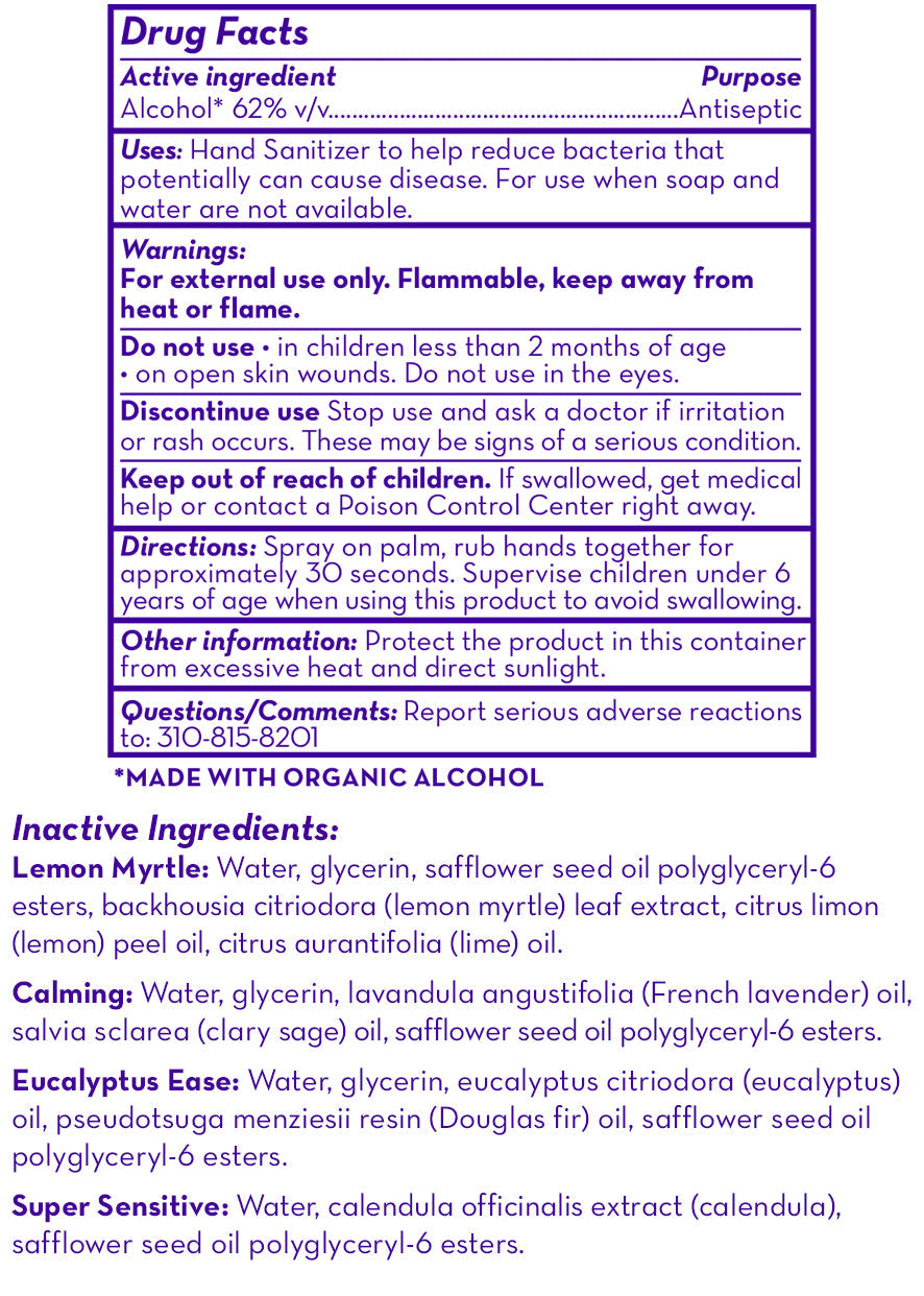 Hand sanitizer Drug Facts label showing 62% alcohol active ingredient