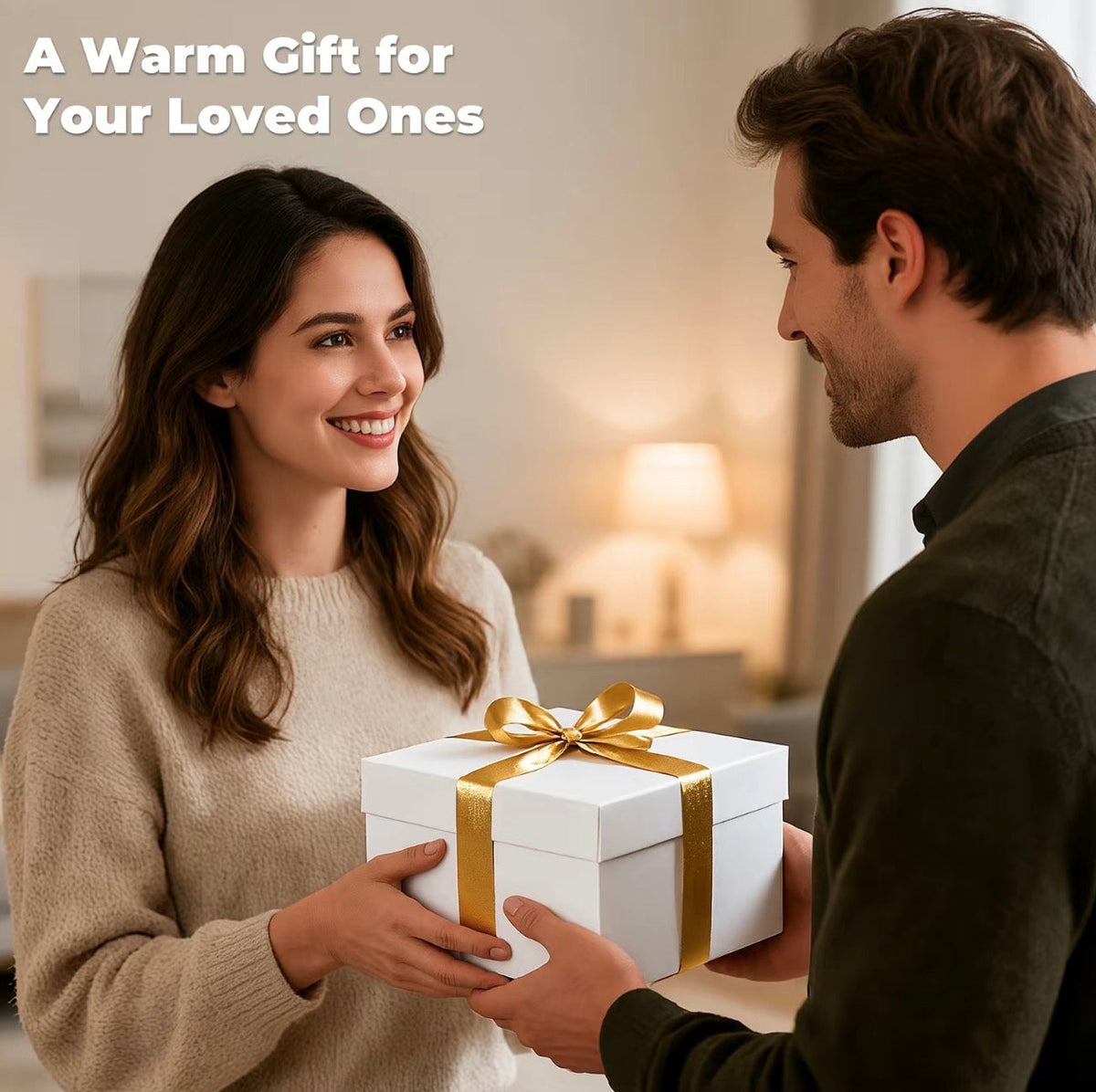 Wrapped gift box held by a couple