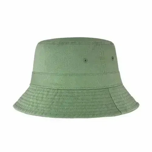 Washed cotton bucket hat, sage green with wide molded brim and stitched band