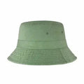 Washed cotton bucket hat, sage green with wide molded brim and stitched band