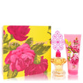 Floral women's fragrance gift set with perfume spray and pink body lotion tube