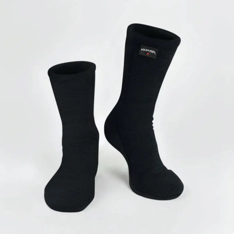 Black super-stretch fleece crew socks, cushioned fit