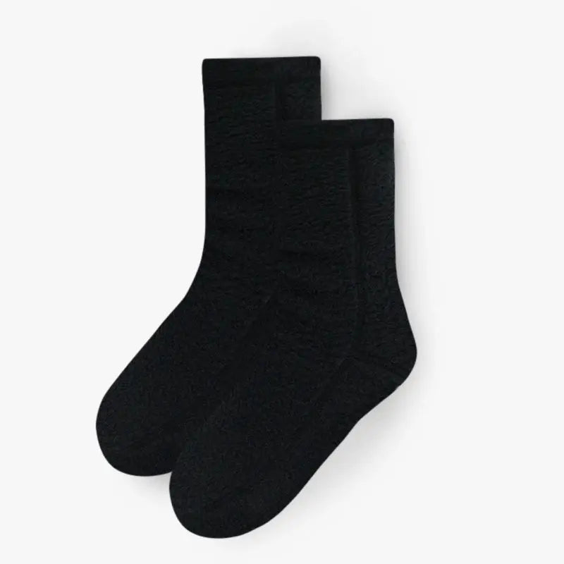 Black fleece crew socks, two-pack stacked view