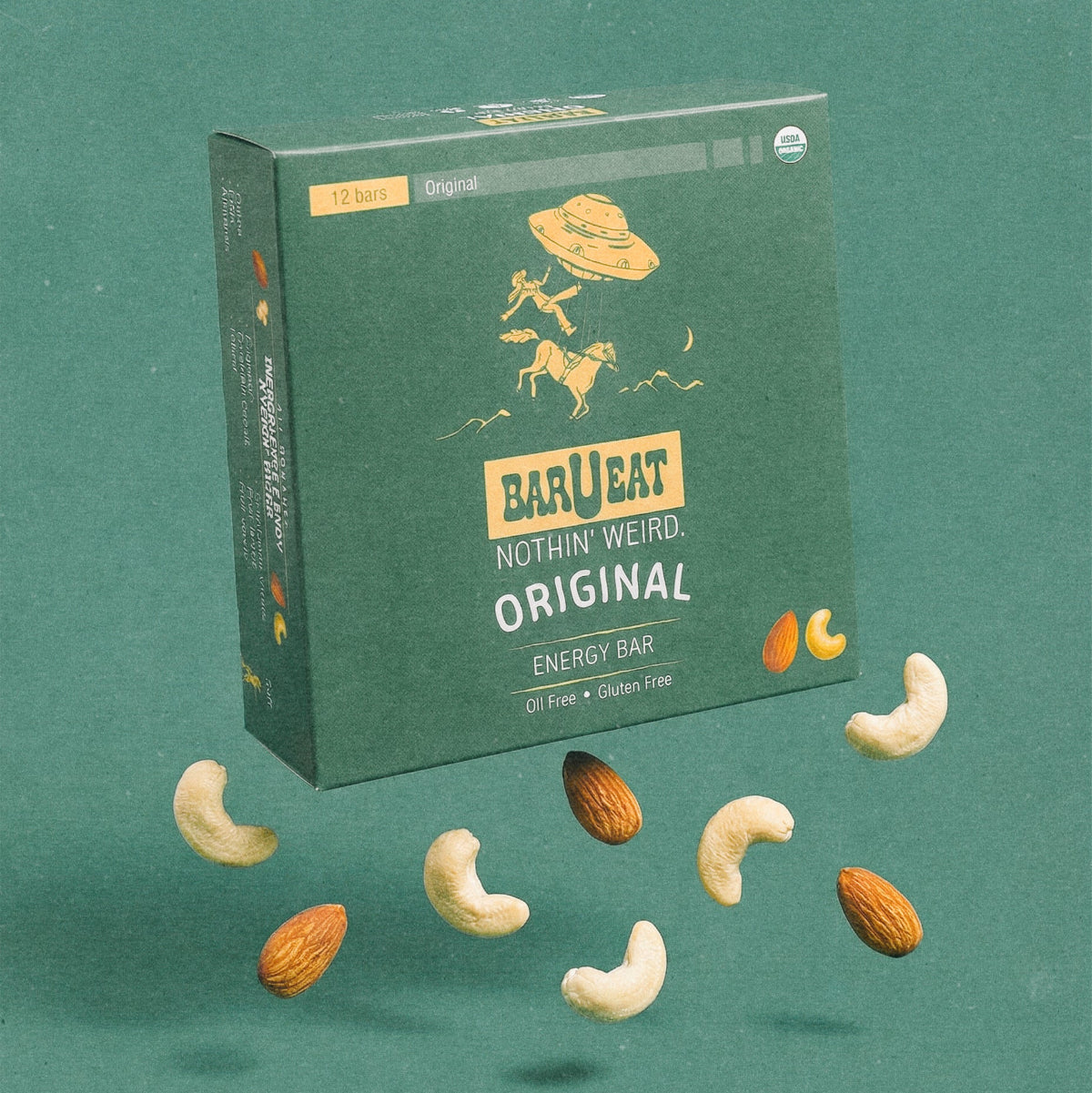 Original energy bar carton box with icons on front