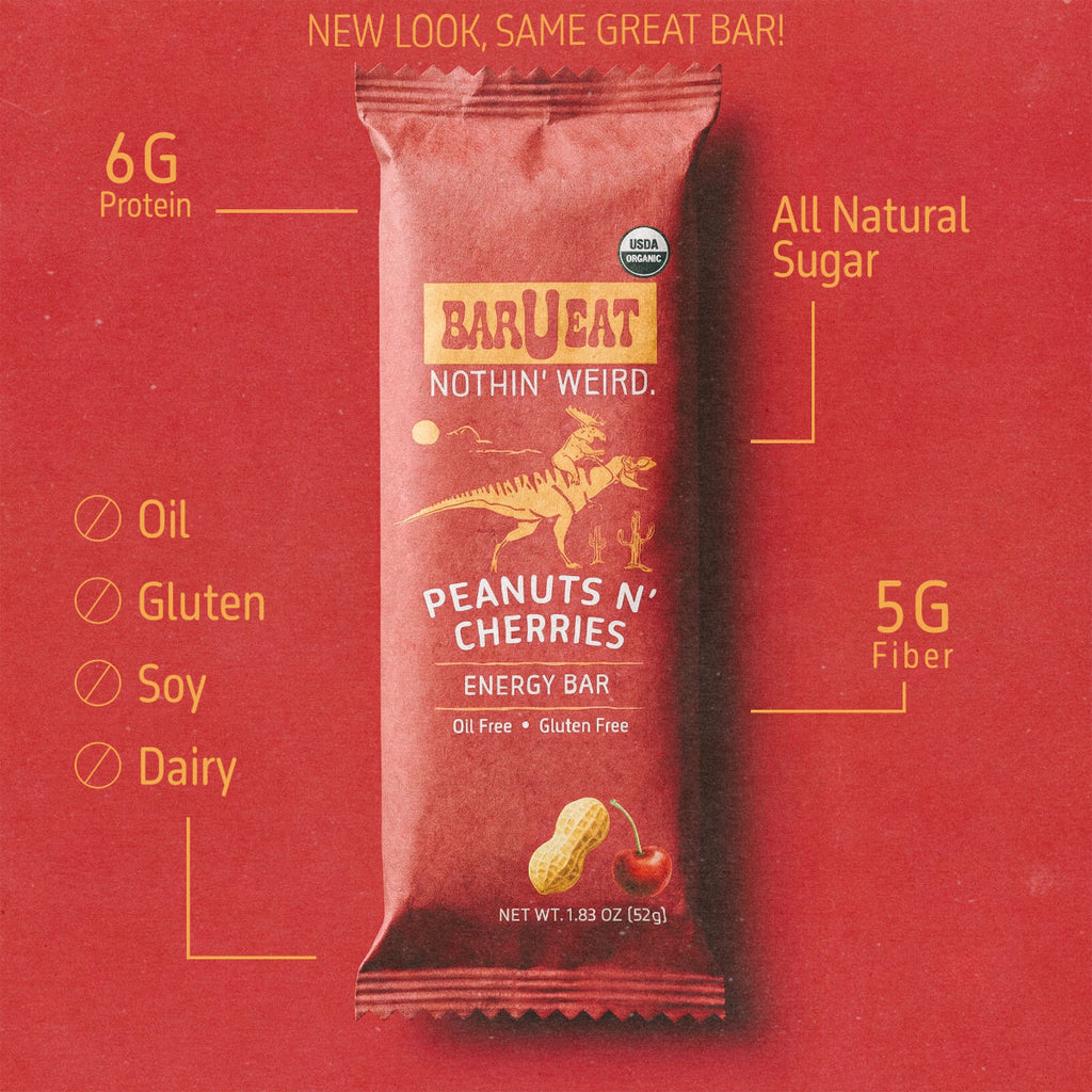 Energy bar wrapper with 6g protein, 5g fiber, and all-natural sugar callouts