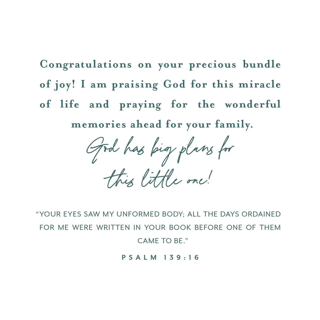 Memory card page with congratulations message and Bible verse citation