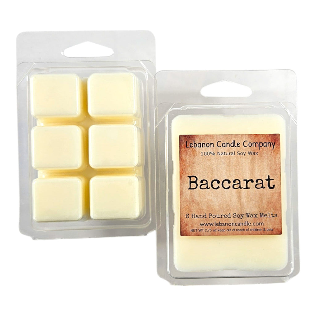 Baccarat soy wax melt cubes, six cream cubes in clear clamshell package