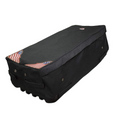 Black rolling hay bale bag with American flag patch and corner grommets