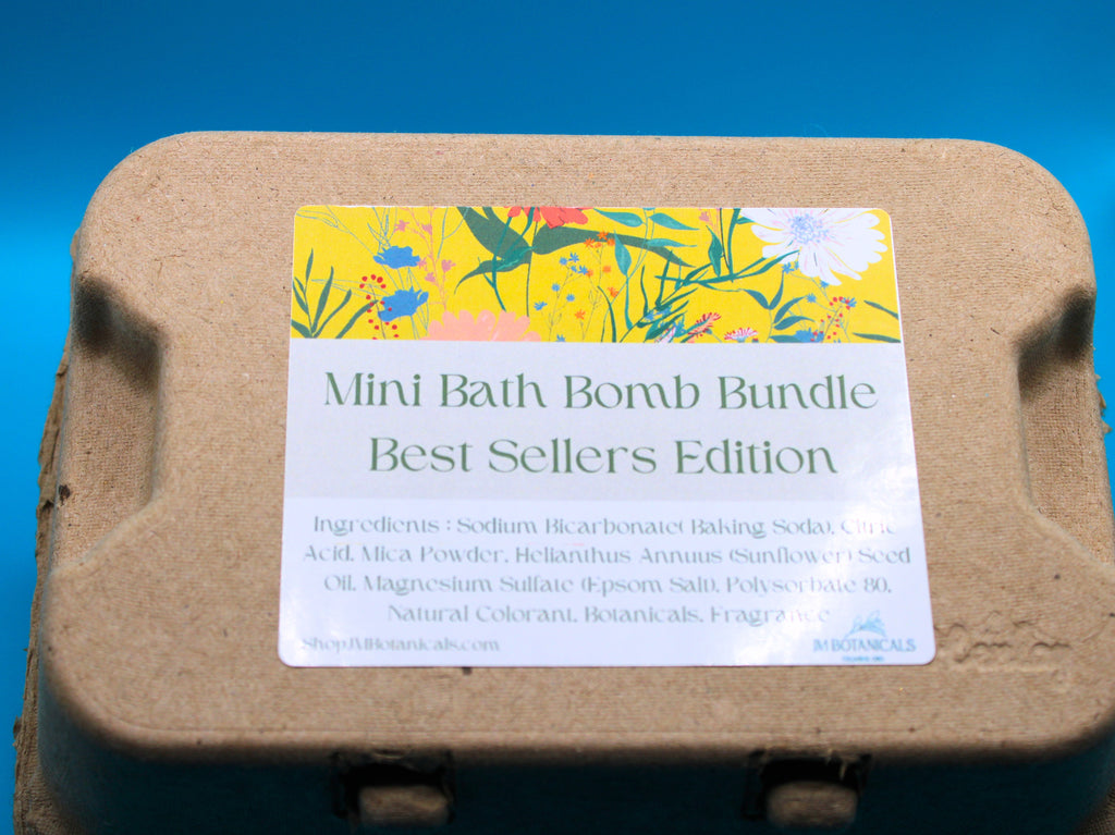 Mini bath bomb bundle kraft carton with printed label on the front