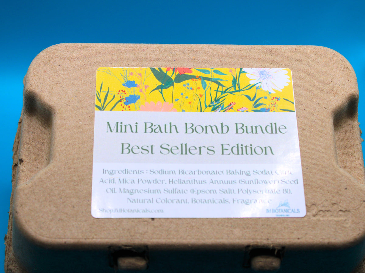 Mini bath bomb bundle kraft carton with printed label on the front