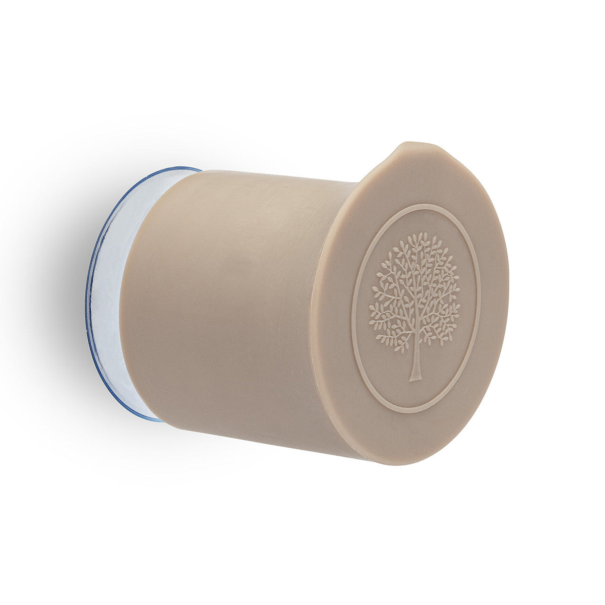 Silicone bath hook, beige silicone hook with tree embossed seal on round base