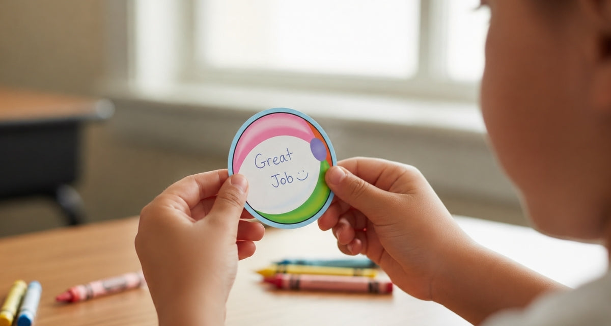 Person holding a beach ball shaped mini notepad with writing circle design