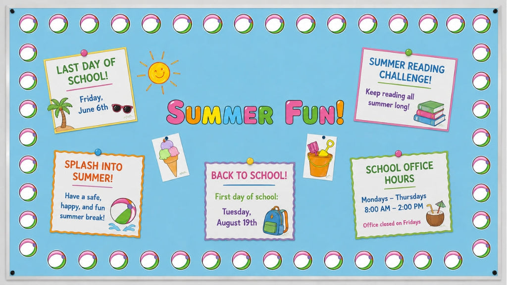 Beach ball shaped mini notepad cover with colorful summer and school schedule cards
