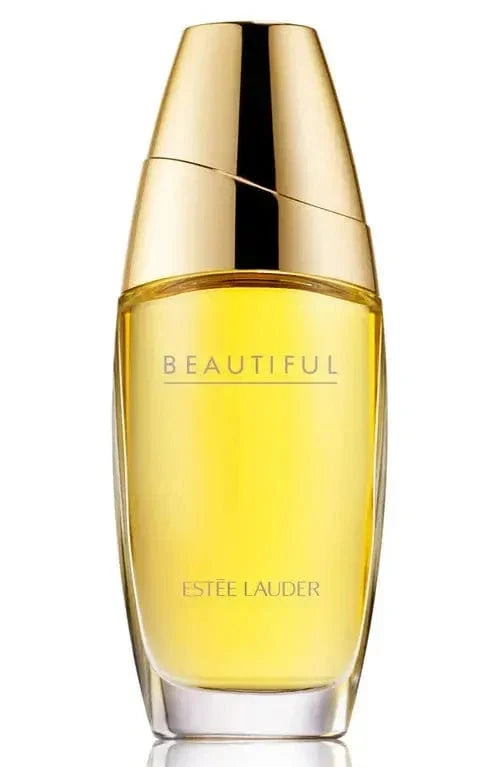 Estee Lauder Beautiful women's EDP spray bottle with gold cap and yellow liquid