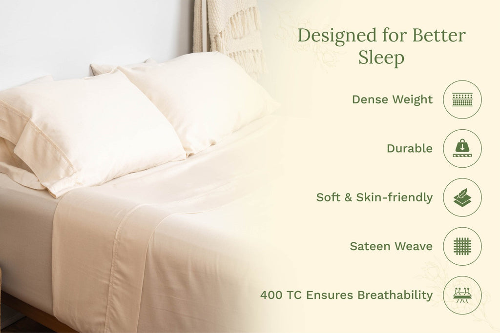 White pillowcases on bed, smooth sateen surface with rectangular shams
