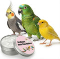 Bird beak and claw moisturizer balm in open tin beside three birds
