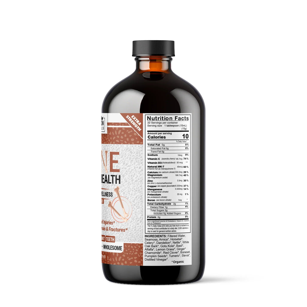 Amber supplement bottle showing its nutrition facts and ingredient label