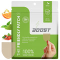 Green and white BOOST patch pack with THE FRIENDLY PATCH logo and 28 patches badge