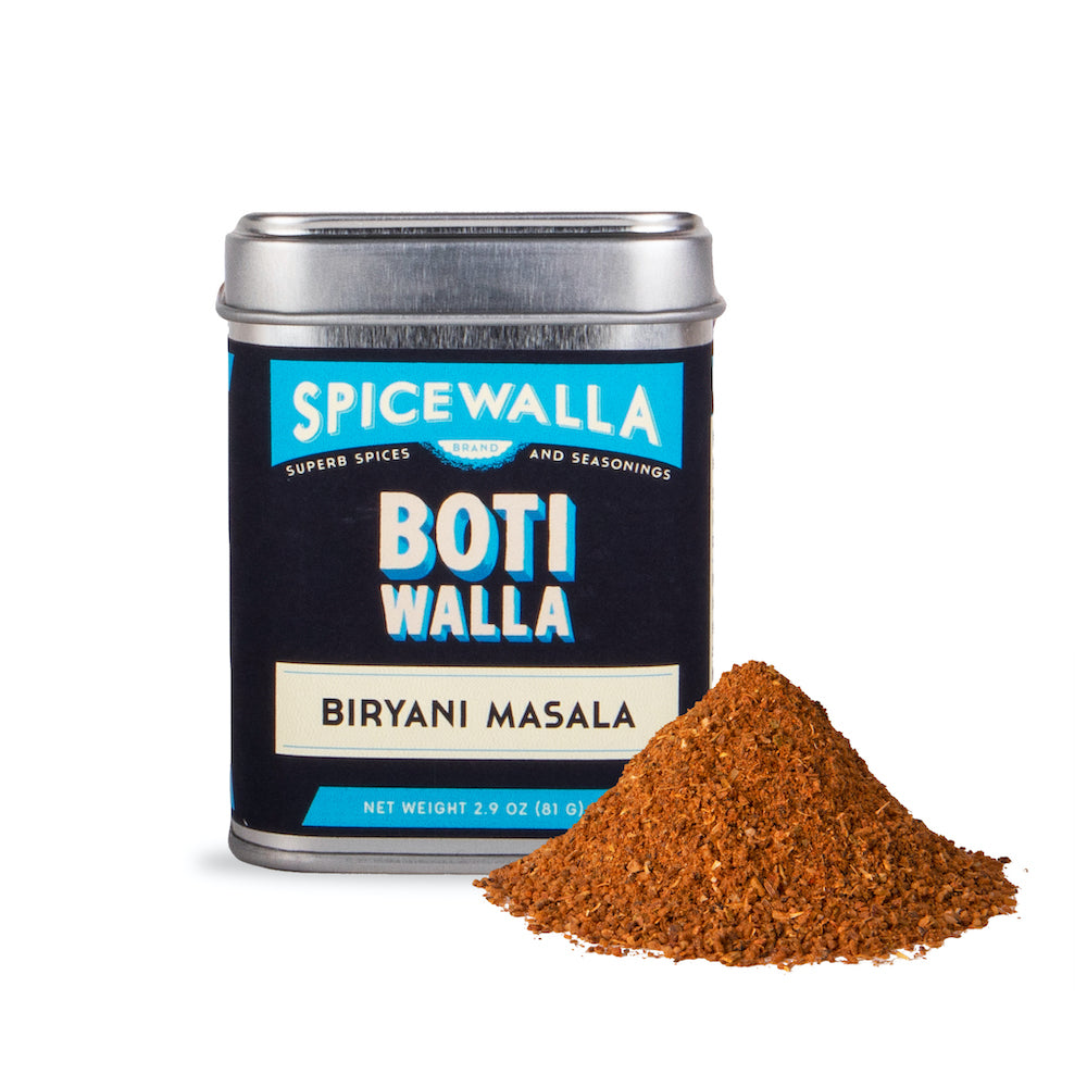 SPICEWALLA Boti Walla biryani masala spice tin and heaped ground spice