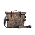 Waterproof floating cooler bag in brown/tan camo with front pocket flap and shoulder straps