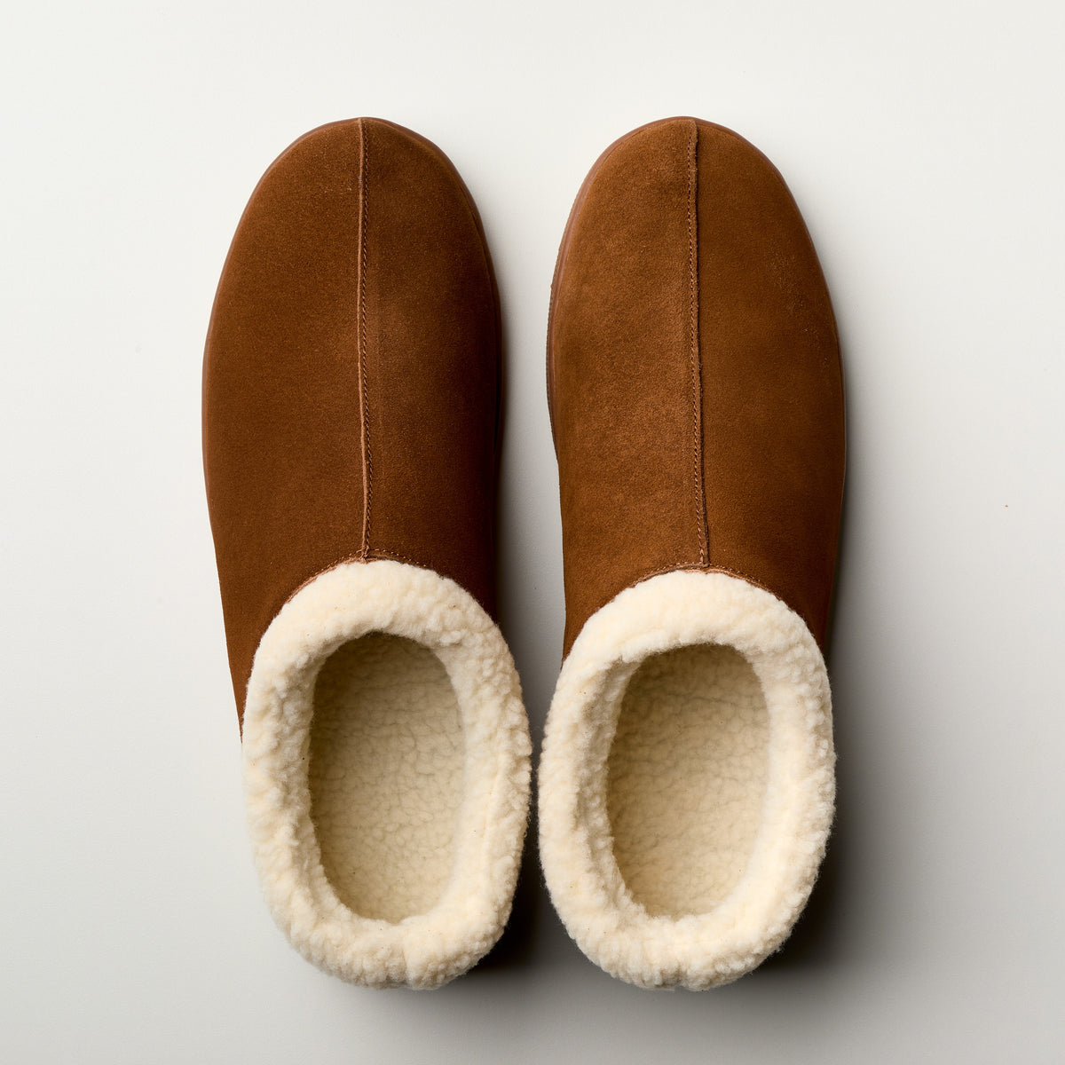 Men's Ashton slipper, brown suede with cream sherpa lining and slip-on design