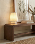 Kylie table lamp with off-white fabric drum shade and rounded white base