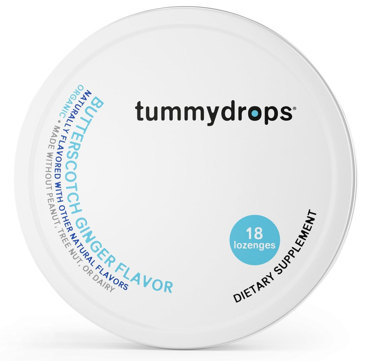 Tummydrops lozenge tin lid, 18 lozenges dietary supplement
