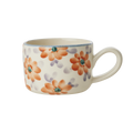 Ceramic cappuccino cup with hand-painted orange flowers, 6.7 oz