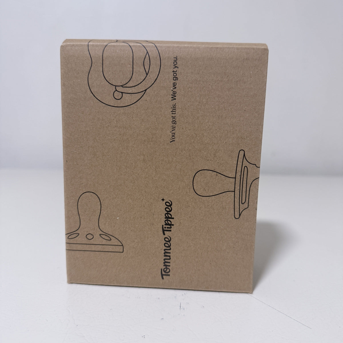 Tommee Tippee newborn pacifier 4-pack cardboard box with feeding icons