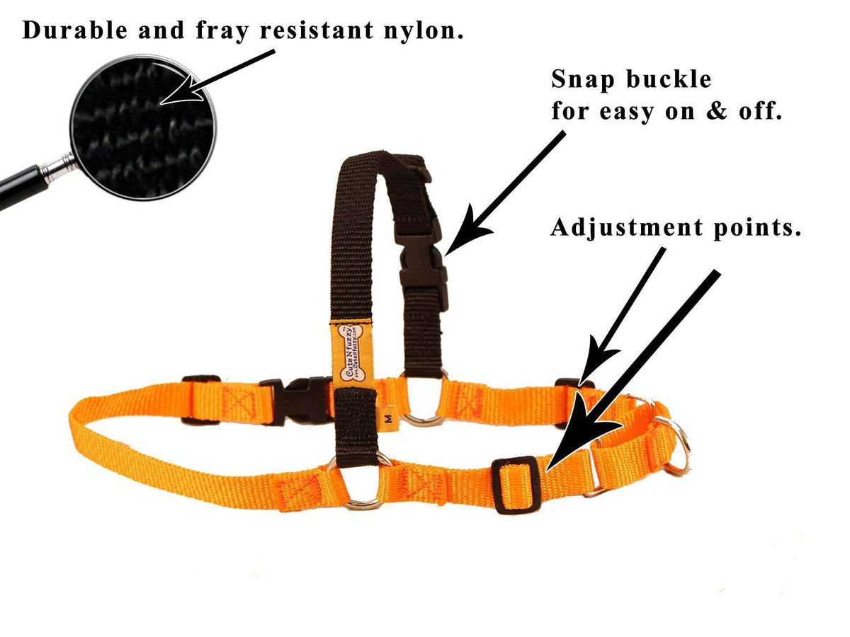 Orange Comfort Walk dog harness with snap buckle and adjustment straps