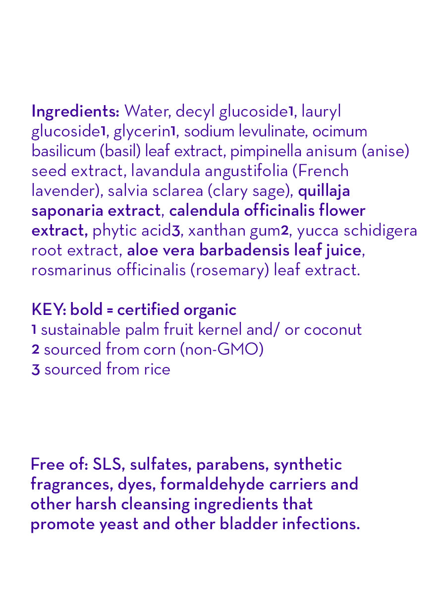 Calendula bubble bath ingredient and key info panel on white background