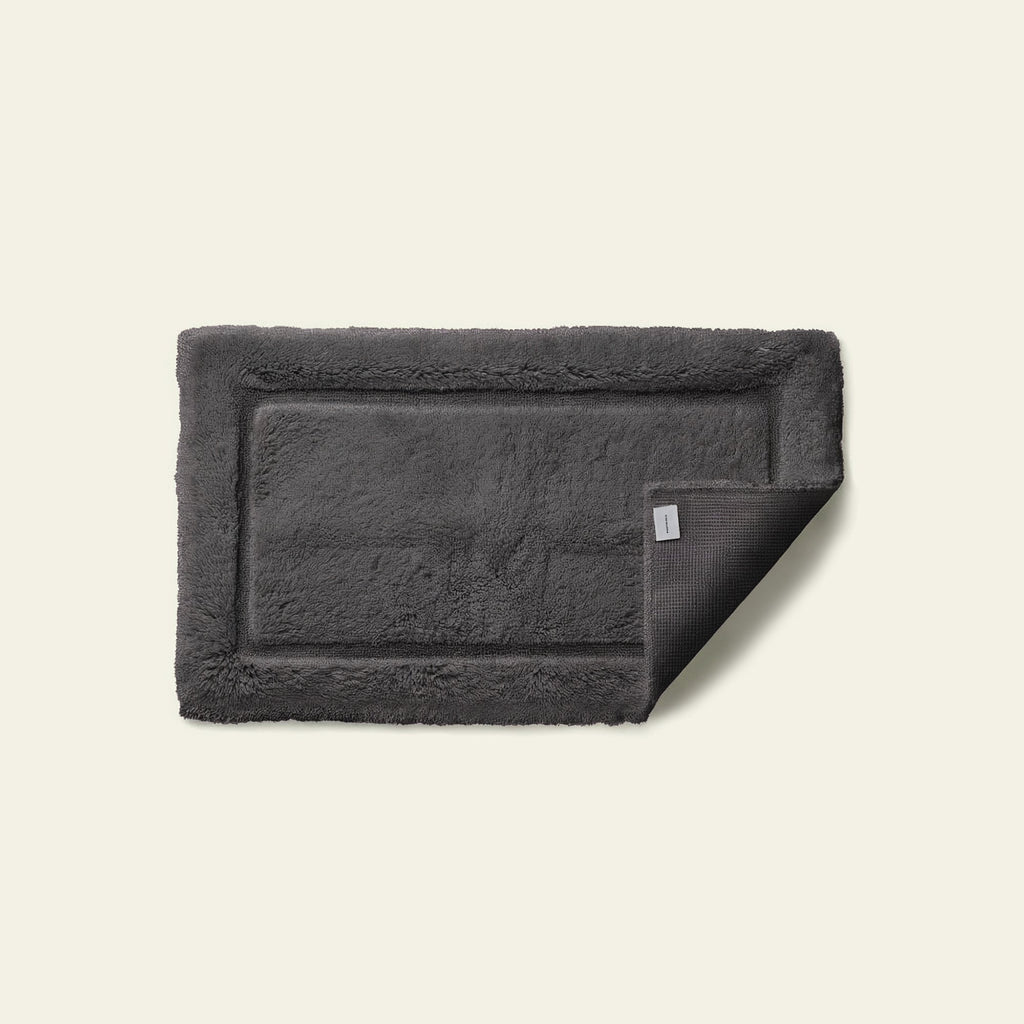 Charcoal plush skid-resistant bath mat, rectangular