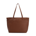 Chestnut brown tote bag with two top handles and structured sides