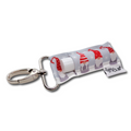 Christmas gnome-pattern LippyClip lip balm holder with keychain clasp