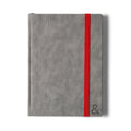 Gray habit system planner with red vertical ribbon bookmark on front cover