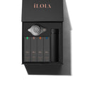 iLOLA loose leaf tea gift set with four tea boxes, infuser, and black travel tin